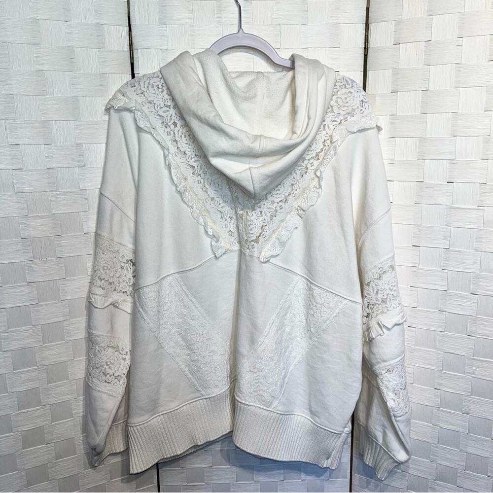 FP Movement Free People Studio Tunic Hoodie In Ivory Lace Trim Detail Size Small - Picture 4 of 9